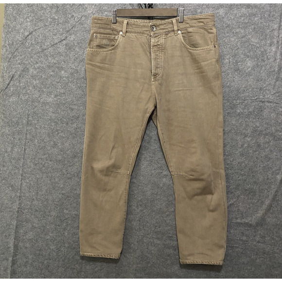Brunello Cucinelli‎ Jeans Mens 36x26 Beige Leisure Fit Button Fly - SIZE NOTE
